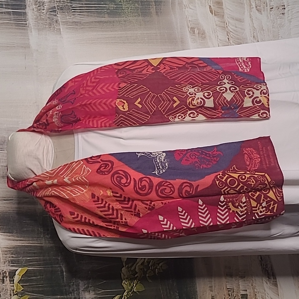 Warriors in Pink Womens colorful vibrant bright pink orange paisley boho scarf